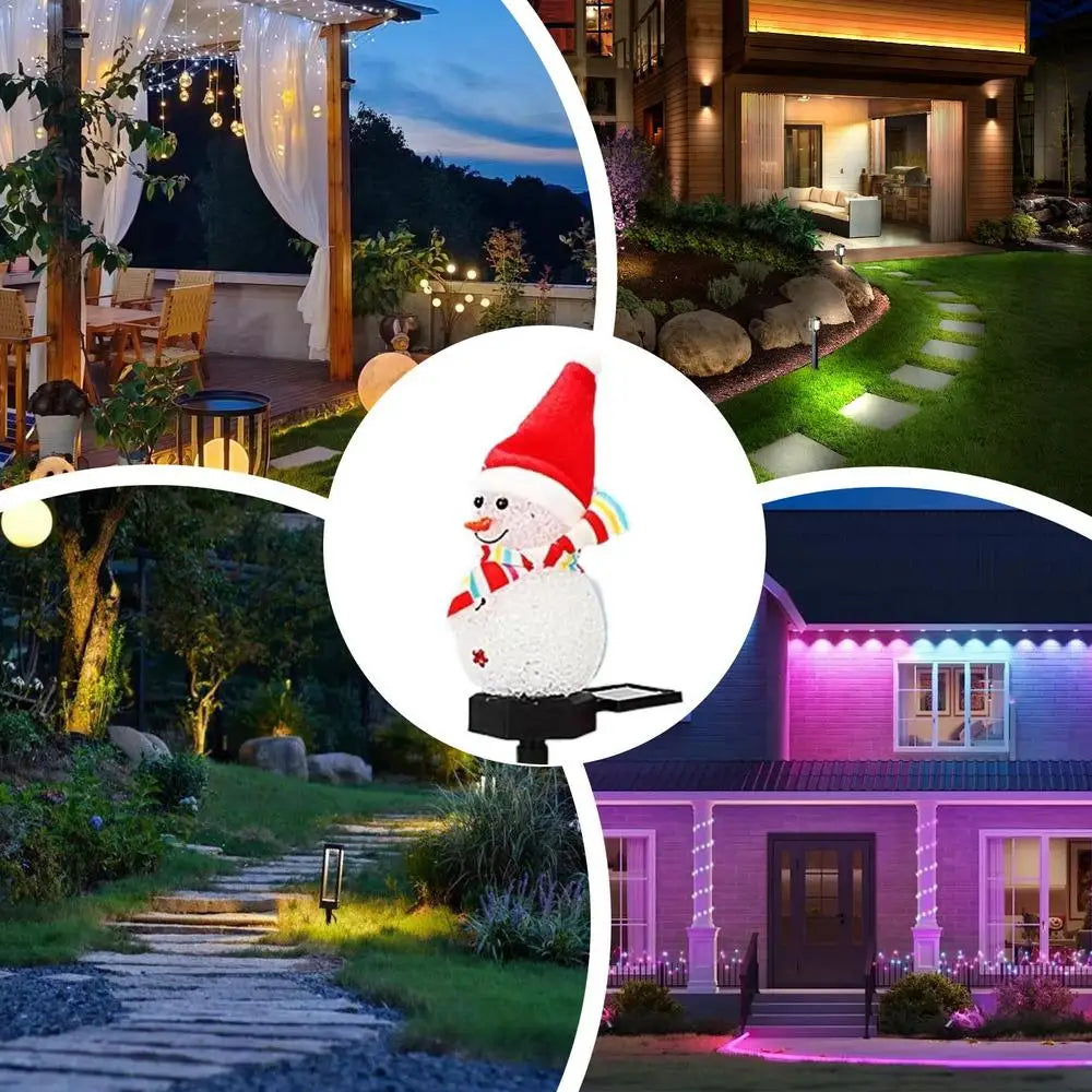 Snowman Stake Lights Solar Powered Snowman Lights Waterproof Solar Christmas Decorations Outdoor Solar Energy For Christmas