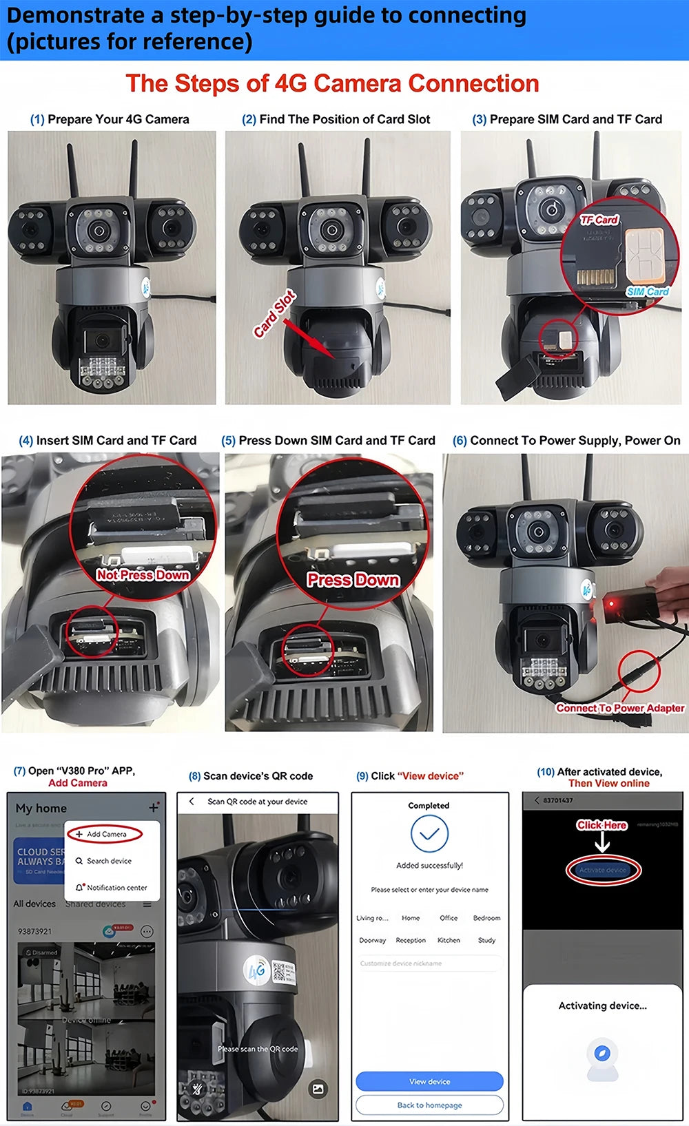 15MP 4G Solar Camera PTZ Outdoor CCTV Triple Lens Three Screen PIR Colour Night Vision Weatherproof V380 PRO Cameras