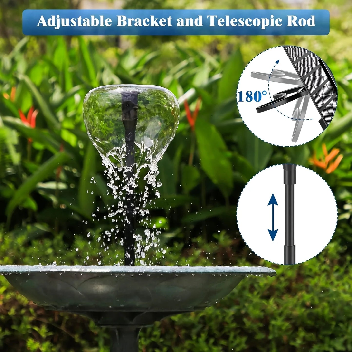20W Solar Water Pump Foldable Silicone Panels for Garden, Bird Baths, Ponds,Fish Tanks Outdoor Water Feature System with Nozzles