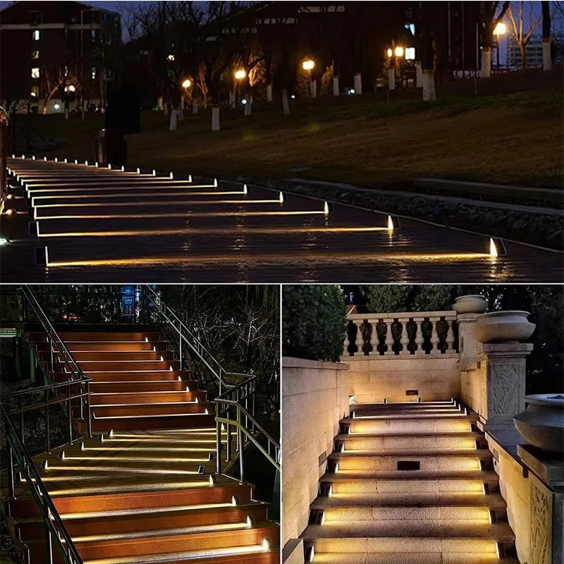 Outdoor Solar Step Lights Warm White IP67 Waterproof Auto on Decoration Deck Light for Stair Patio Yard Driveway Porch