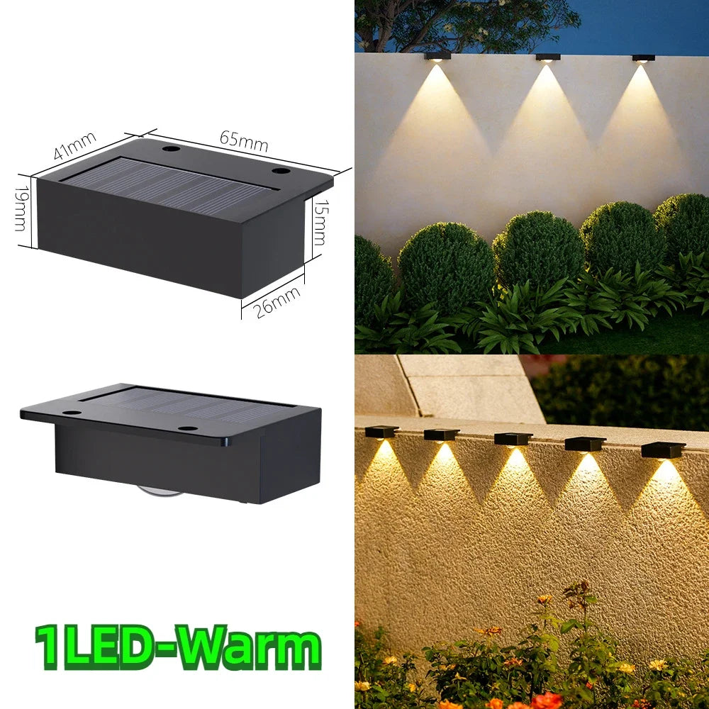LED Solar Step Lamp Path Stair Outdoor Garden Lights Waterproof Balcony Light Decoration for Patio Stair Fence Light