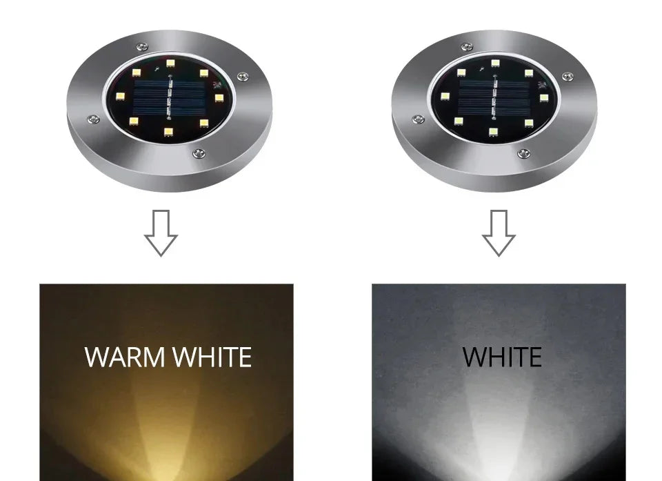 1/2pcs/4pcs/8pcs Outdoor Solar Lights Buried Garden Decor 8/20LED Lamp Sunlight Power Disk Light Underground Yard Lawn Spotlight