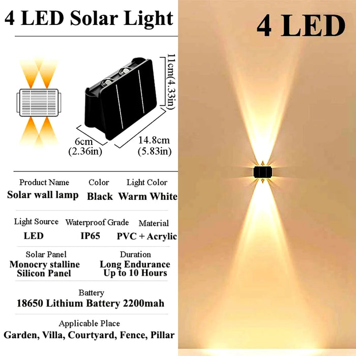 Solar Wall Lights Outdoor Garden Lighting External Solar Powered Led Outdoor Lamp Wall Sconces Yard and Garden Decors Decoration