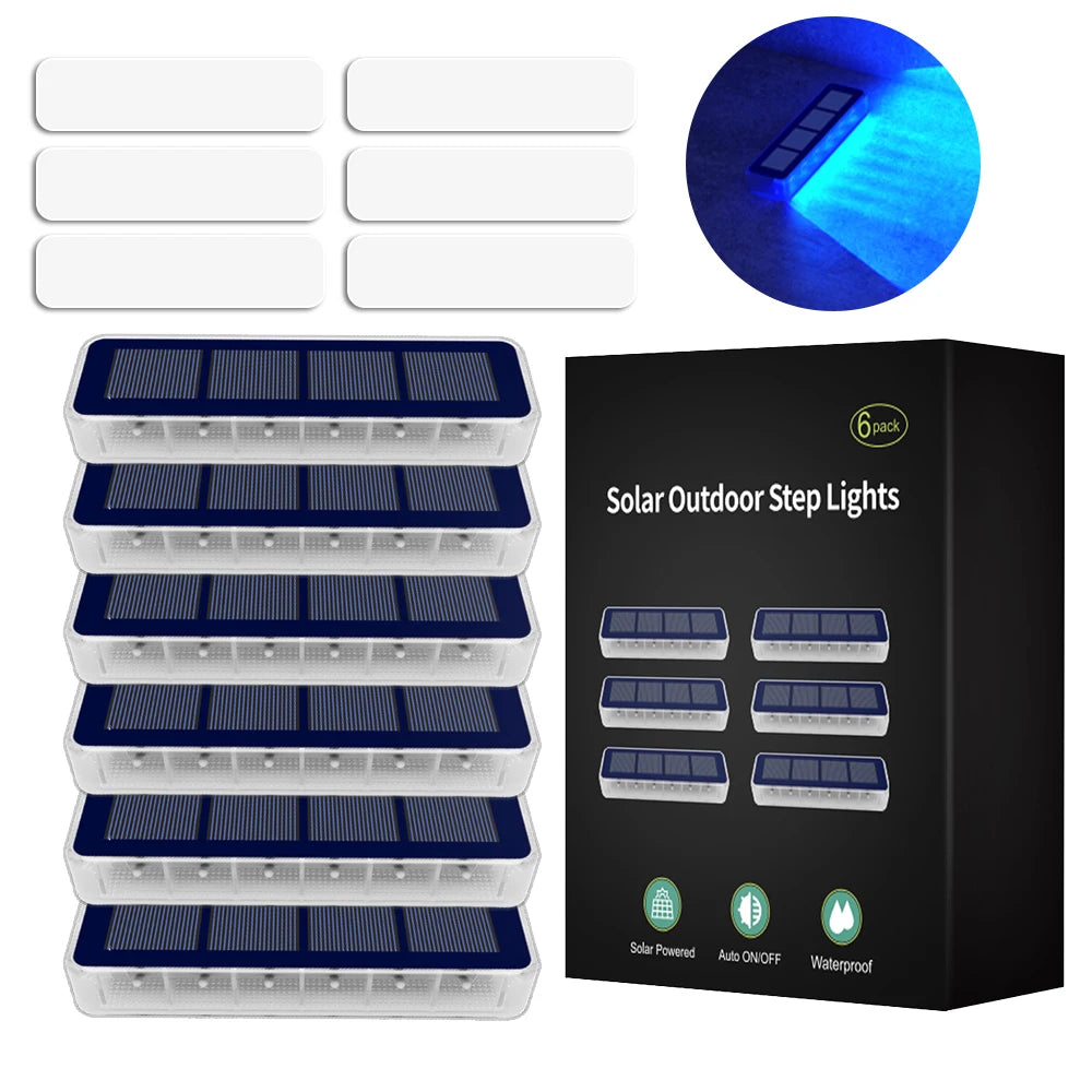 Solar Deck Lights Outdoor Waterproof LED Step Sidewalk Stair Garden Light IP68 Auto On/Off Solar Powered Dock Driveway Lighting