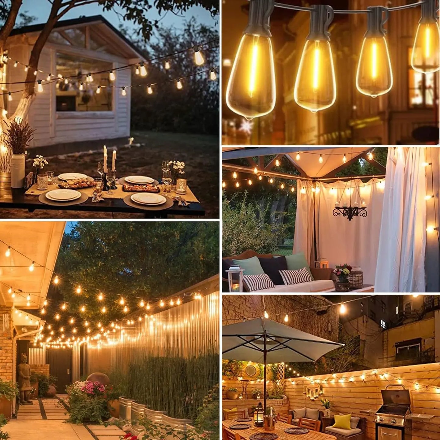 12M/9.5M Solar String Lights Outdoor with Remote, ST38 Patio Lamp & LED IP65 Shatterproof Bulbs, 8 Light Modes for Garden Party