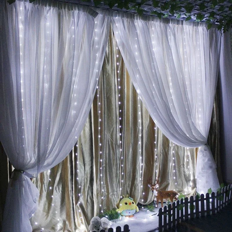 6M/3M LED Curtain Fairy Lights,8 Lighting Modes,Outdoor/Indoor Decoration for Christmas Wedding Party,Garden,Living Room,Bedroom