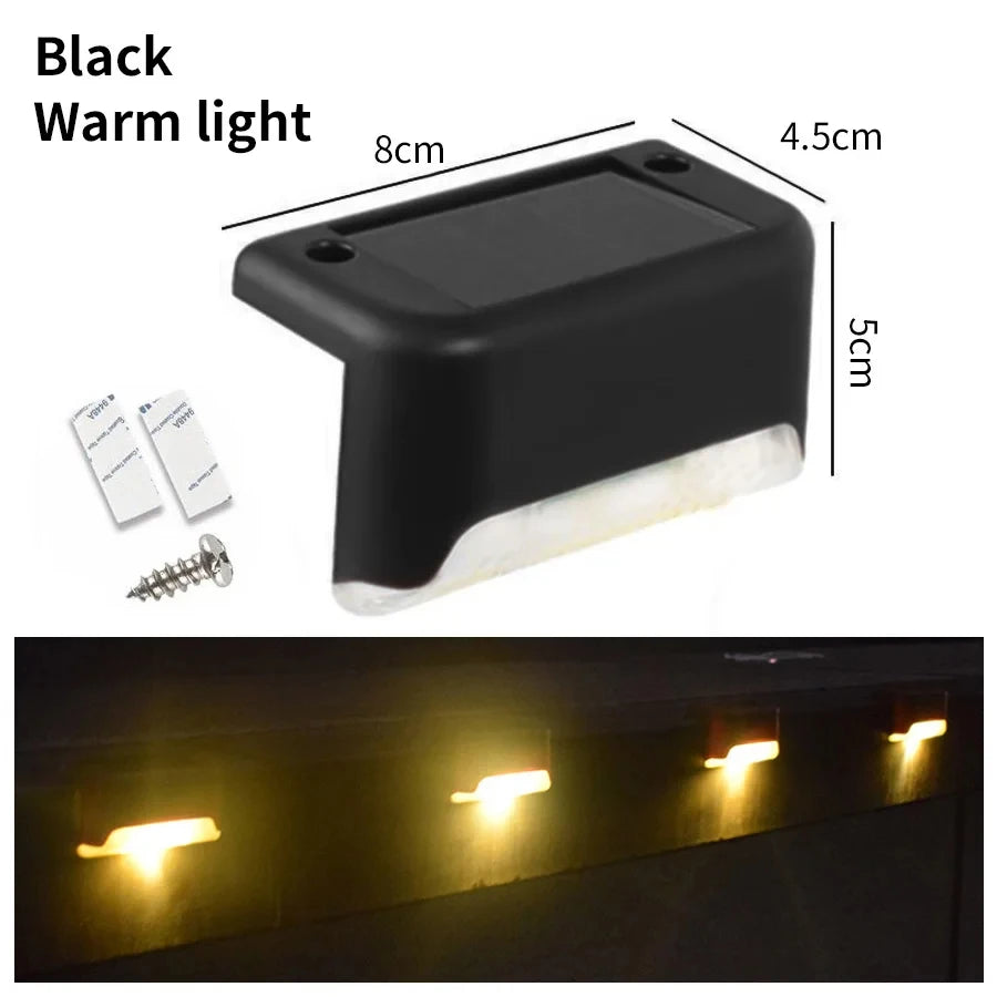 1-8 Pack Led Solar Step Lights Outdoor Fence Garden Lamp for Stairs Yard Patio Pathway Deck 3 Colors Waterproof RGB Sunlight