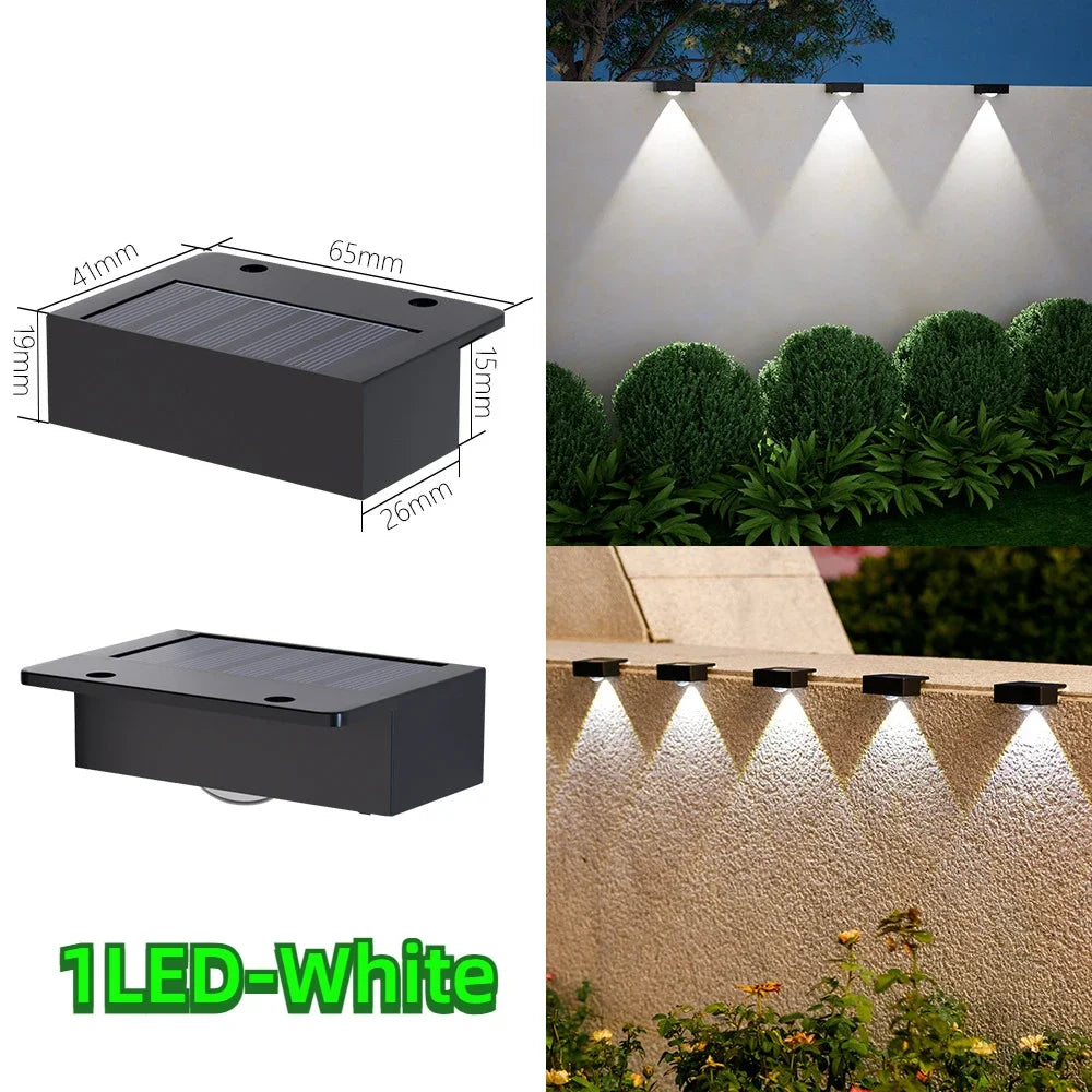 LED Solar Step Lamp Path Stair Outdoor Garden Lights Waterproof Balcony Light Decoration for Patio Stair Fence Light