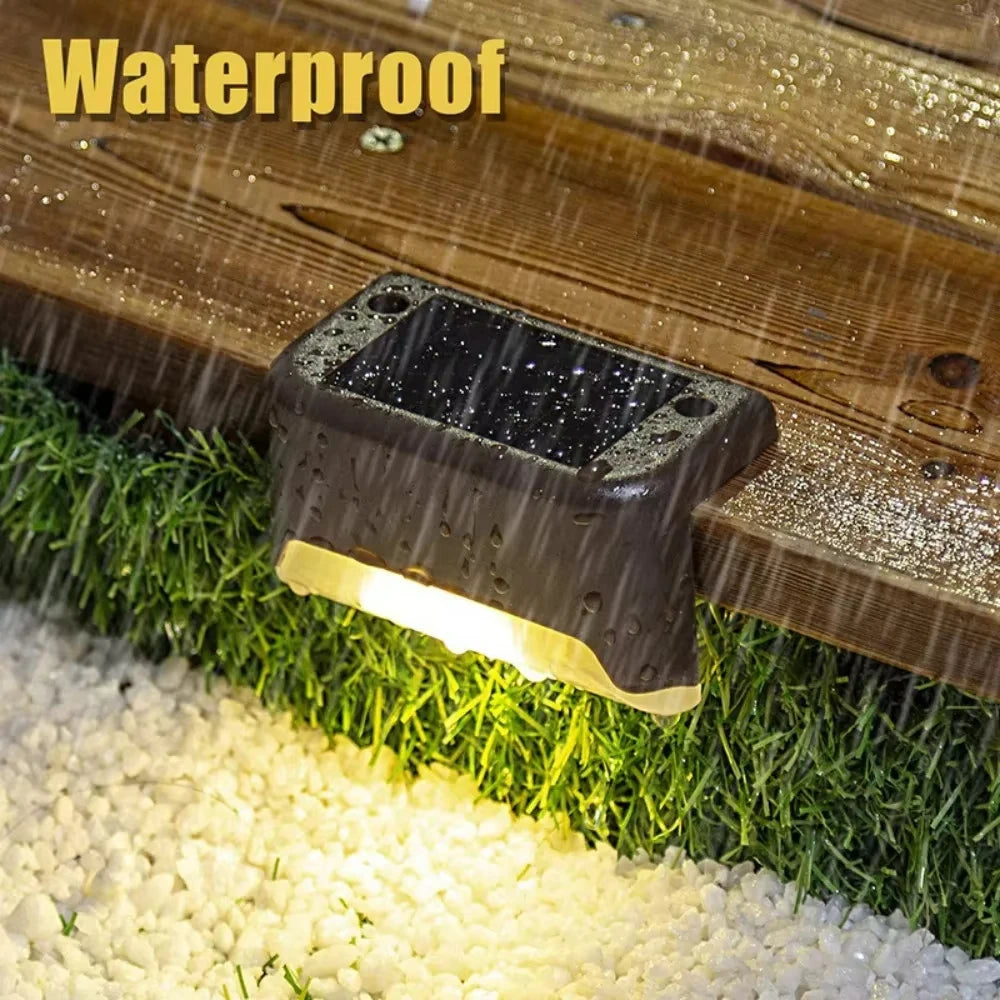 4PCS Solar Deck Light Outdoor IP65 Waterproof Solar Power Garden Lamps for Railing Stairs Step Fence Yard Patio Pathway