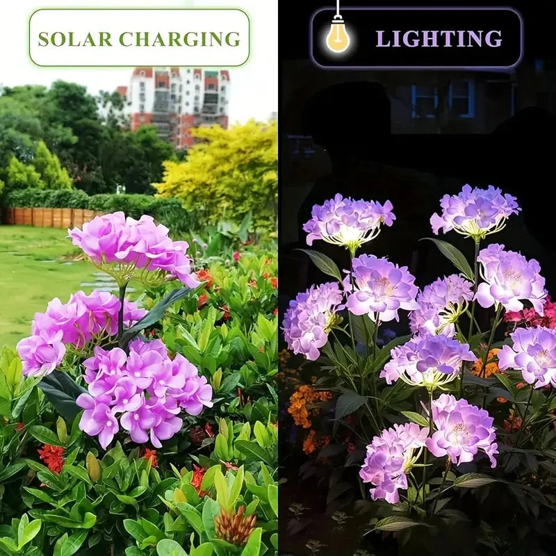 Solar Lights Solar Flowers Lights with 3 Head Hydrangea Flowers Waterproof for Garden Yard Patio Lawn Backyard Pathway Decor