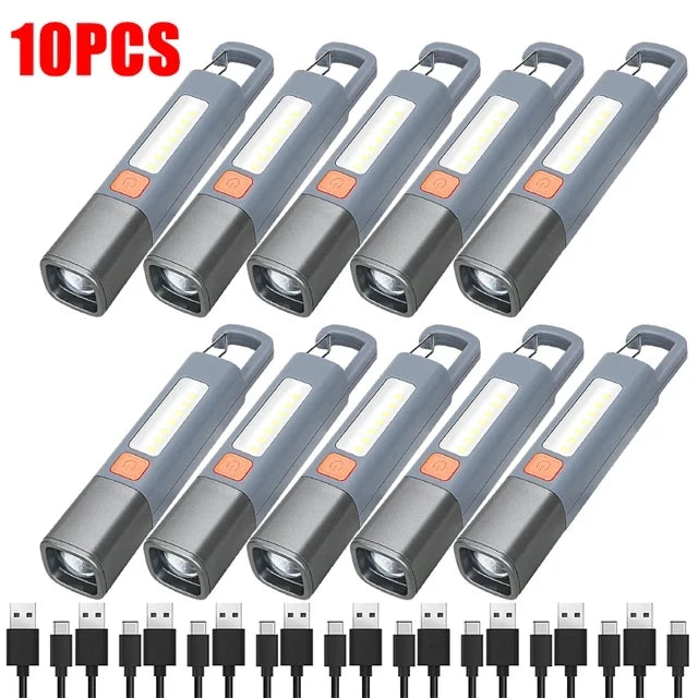 1-10PCS Super Bright COB Side Lights LED XPE Mini Portable Torch Zoomable Waterproof Outdoor Fishing Hunting Camping Flashlight