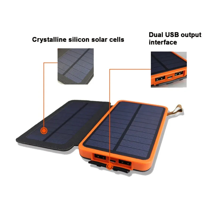 Solar Power Bank 10000/20000 mAh Portable Solar Panel Charger Solar Cell Folding Solar Power Bank 5V Dual USB For Phone Camping