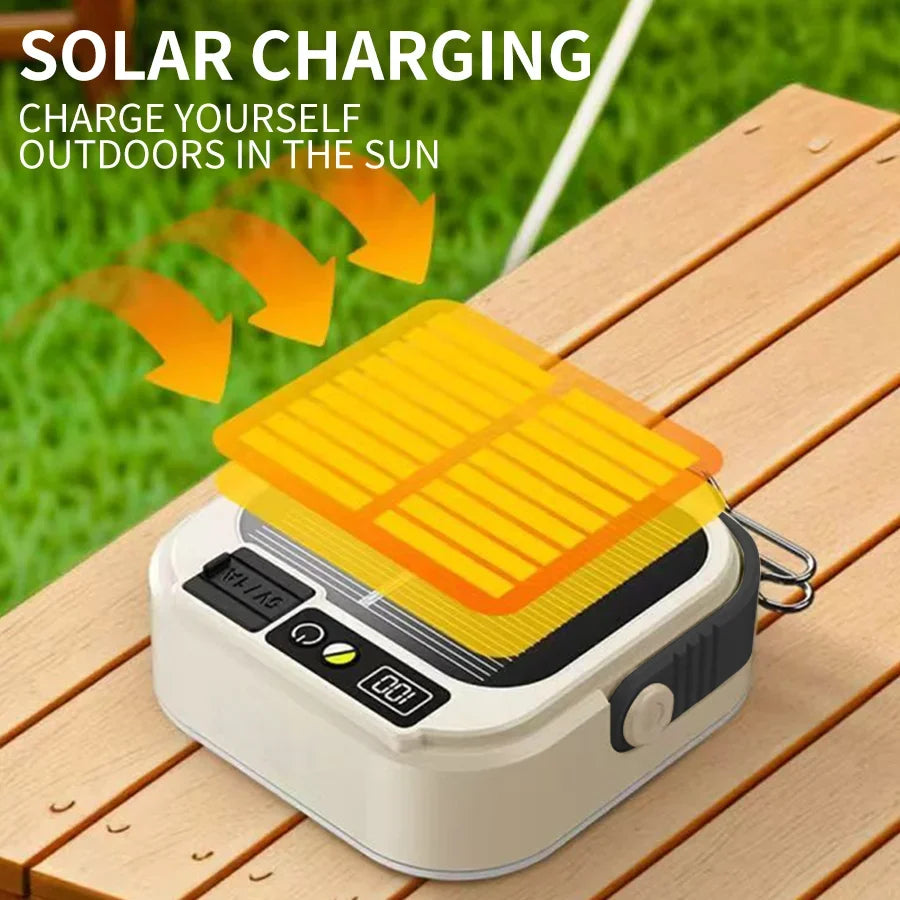 Solar Camping Lamp with Magnet & AdjustableBracket,5 Modes Outdoor Waterproof Lantern for Tent, Hiking, & Emergency Lighting