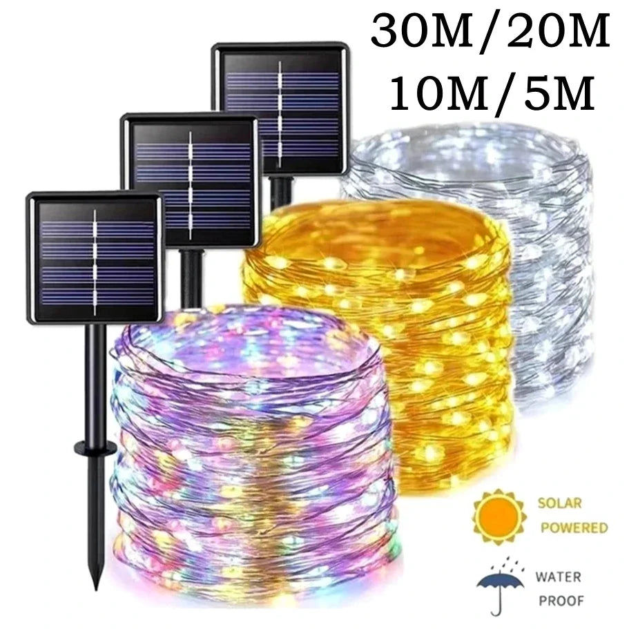 32/22M Solar String Lights Outdoor Waterproof Fairy Garland Lights 300LED 8 Modes Christmas Party Garden Patio Wedding Decor