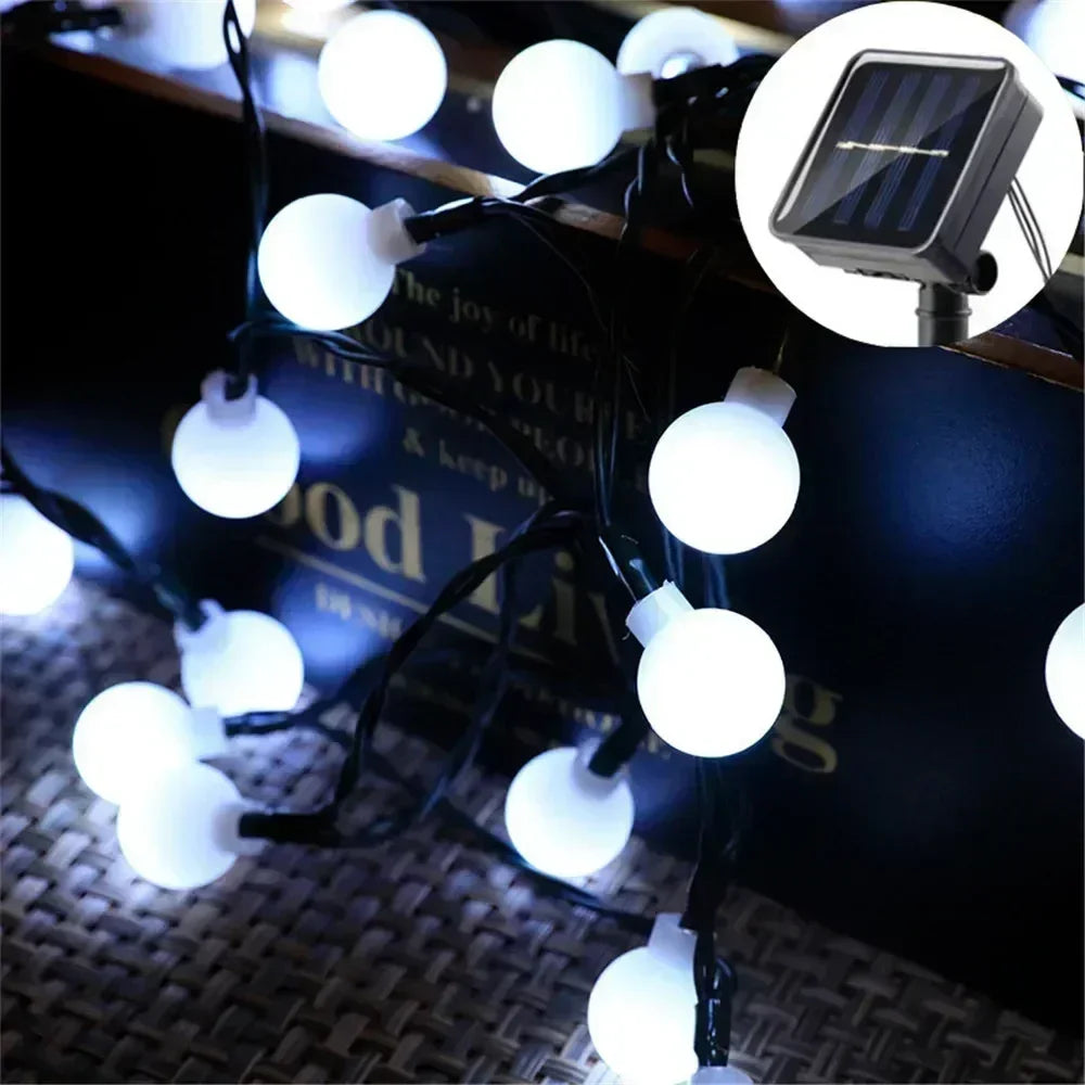 Solar String Light Outdoor Small Ball Lights with 8 Modes Waterproof Solar Powered Patio Light for Garden Christmas Halloween