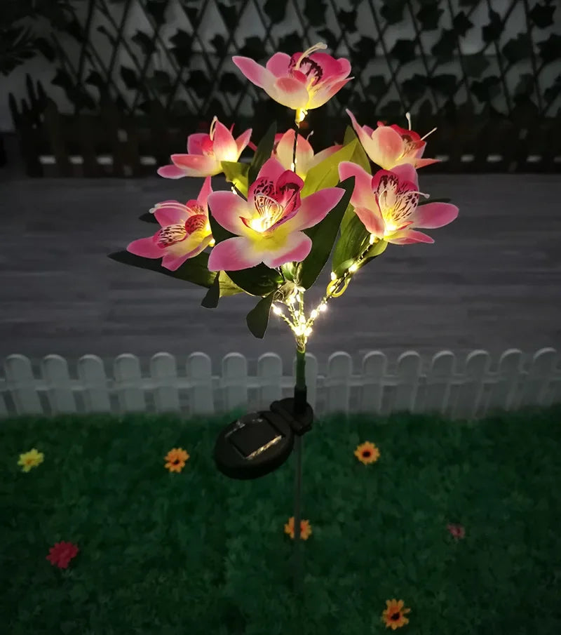 Solar Garden Lights Wild Flower Chrysanthemum Stake Lawn Lamp Waterproof Garden Butterfly Lamps Yard Art for Home Decoration