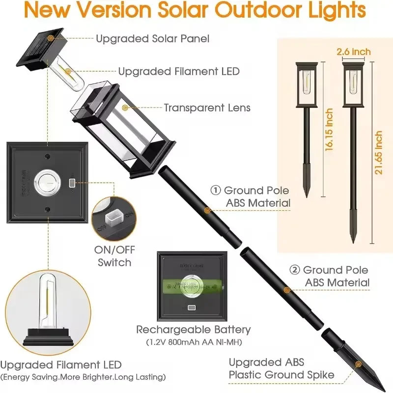 1/2/4/6 Pack Solar Pathway Lights Outdoor Waterproof Walkway Light Solar Powered Landscape Lights for Driveway Lawn Patio Yard