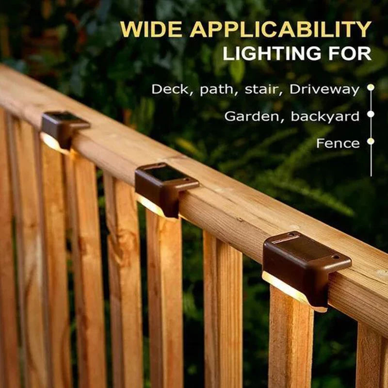 Solar Deck Lights Outdoor Waterproof LED Fence Lights Garden Step Lamp for Patio Stairs Railing Pathway Step Solar Lamp