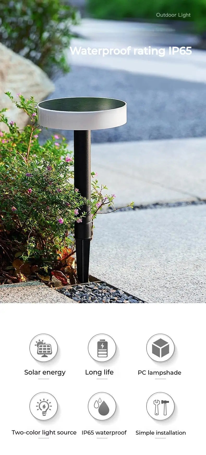 Solar Outdoor Lights Garden Lamp Solar Powered Waterproof Landscape Path Outdoor for Yard Backyard Lawn Patio Decorative