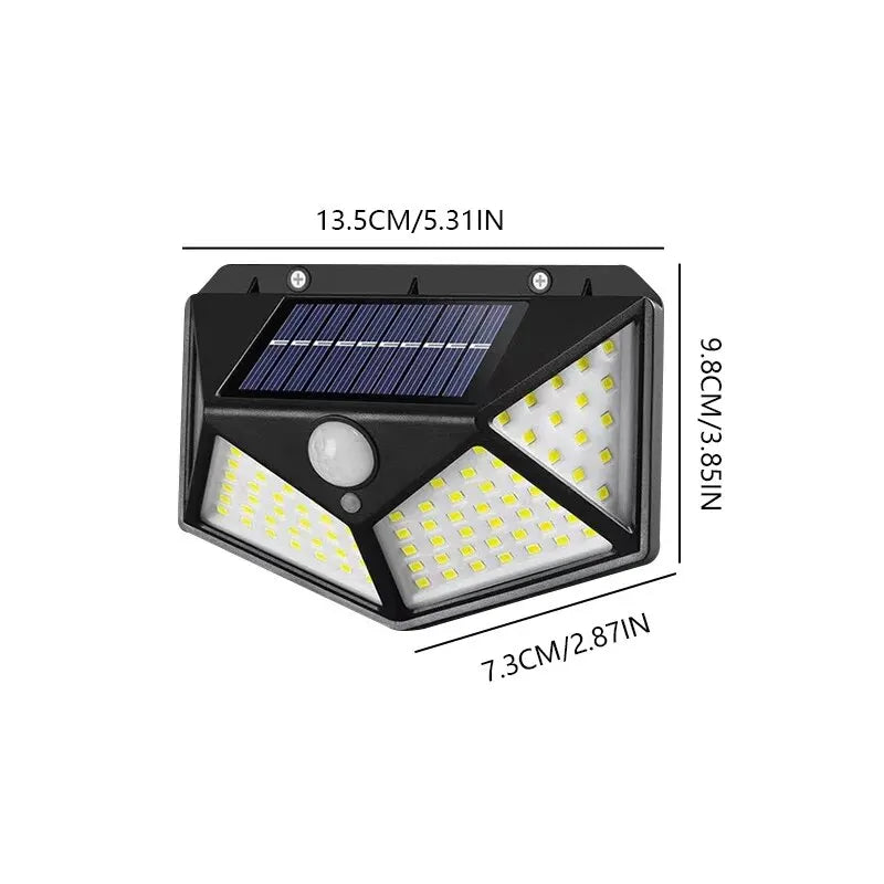 100LED Solar Wall Lamp Outdoor Lampwaterproof Motion Sensor Solar Powered Sunlight Street Lamp Garden Railing Decorative Lamp