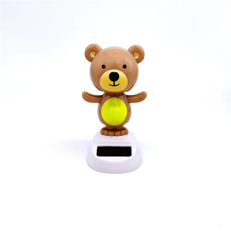 Solar Bear Dancing Toys Shaking Head Toy For Car For Automotive Interior Dolls For Windowsill Desk Holiday Fun Kid Toy Gift