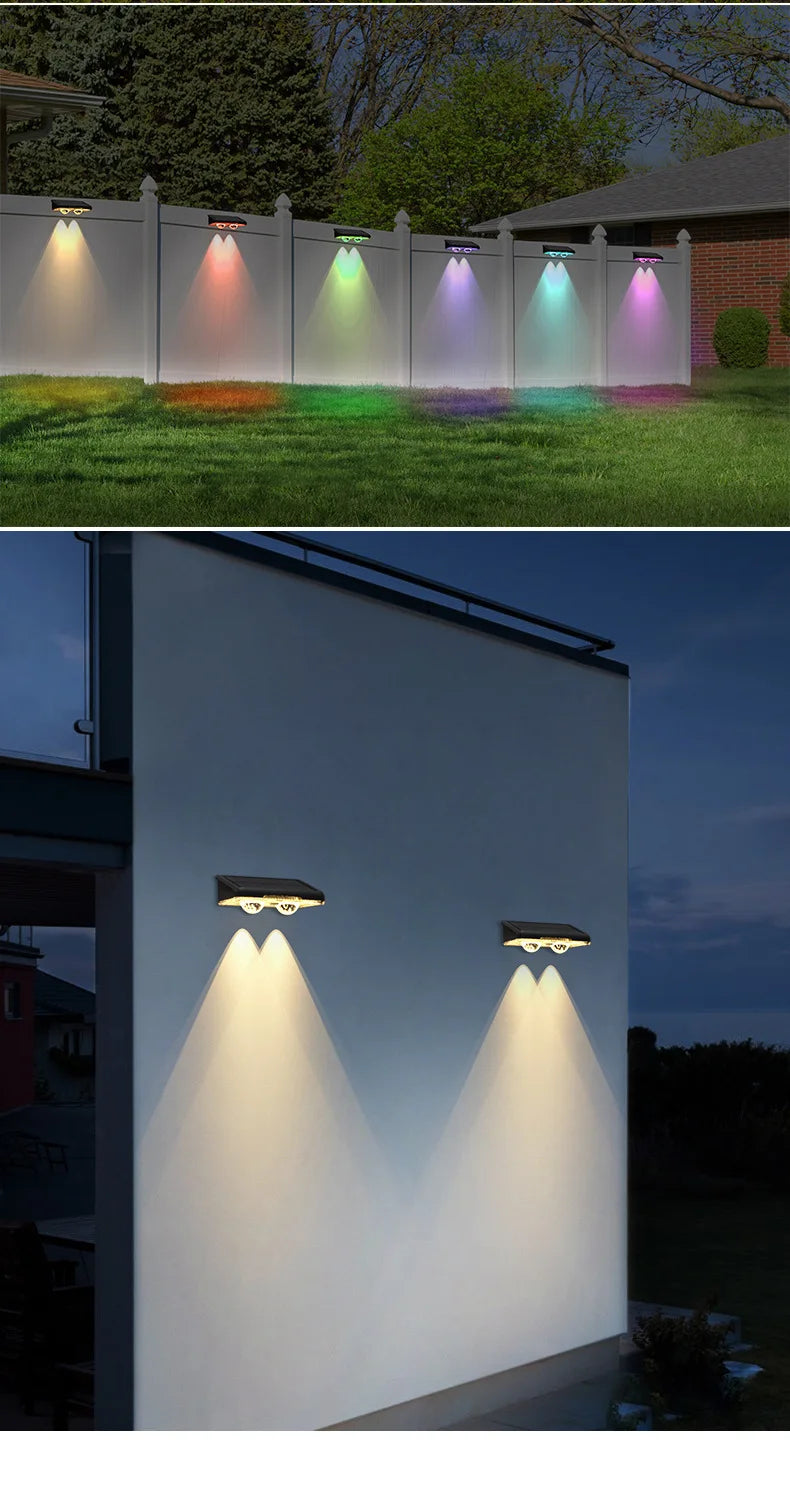LED Solar Fence Lights Outdoor Garden Solar Powered Wall Lights Waterproof Bright Landscape Lamp Deck Patio Yard Deck Decor