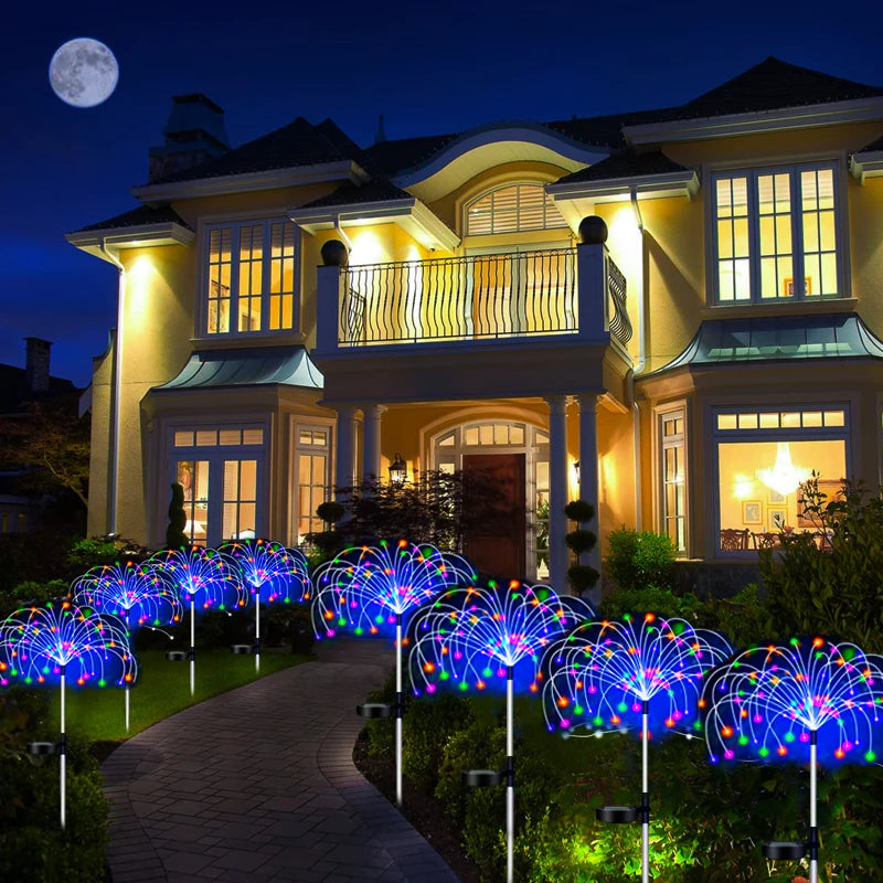 Solar LED Pathway Lights Outdoor Waterproof Garden Decor Firework Fairy Solar Lawn Lamp For Patio Walkway Yard