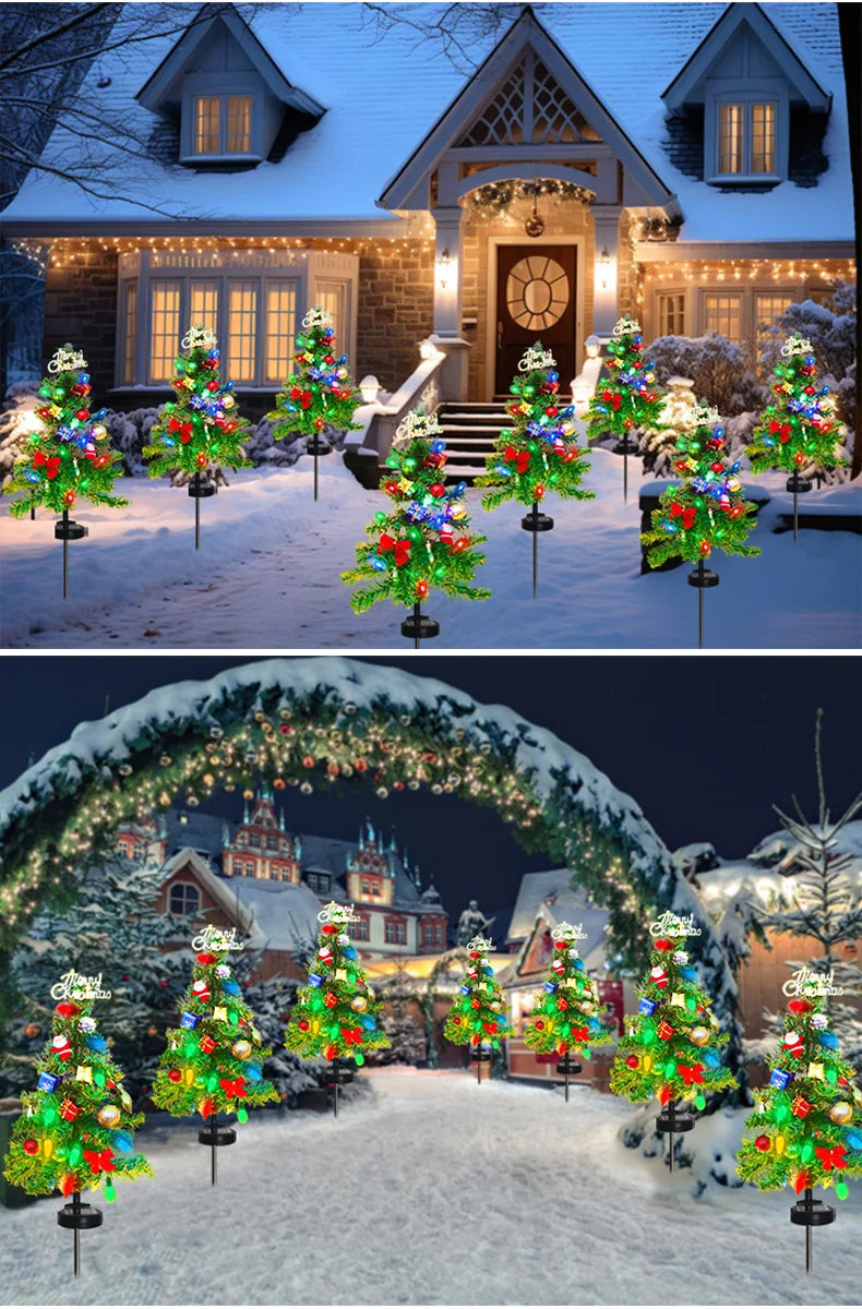 Solar Christmas Tree Garden Decorative Lights Lawn Lights Outdoor Led Snow Christmas Lights Garden