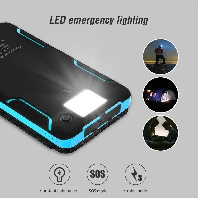 100000mAh Solar Power bank Portable Folding Solar Panels USB Fast charging Outdoor Camping Waterproof Sun Power For iPhone 