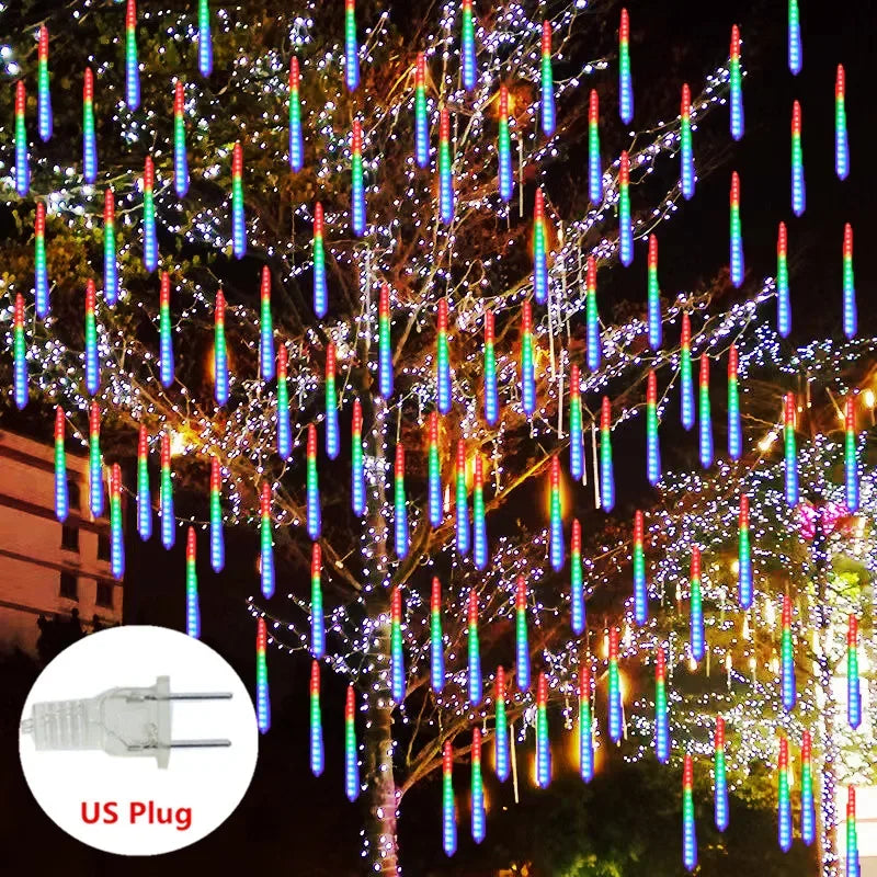 Solar LED String Lights 30CM Meteor Shower Fairy Garland Outdoor Garden Street Lamp Christmas Tree Decorations