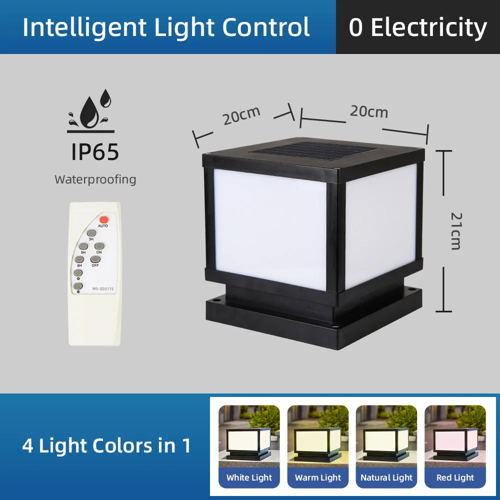 Solar Column Light Garden Solar Lamps Waterproof LED Solar Pillar Light Timed Remote Control LED Outdoor Lighting Courtyard Lamp