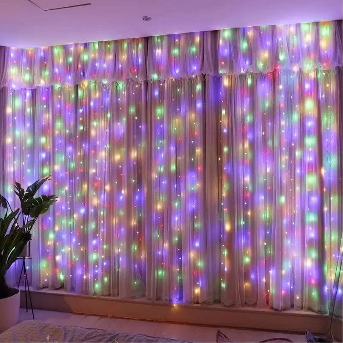 6M/3M LED Curtain Fairy Lights,8 Lighting Modes,Outdoor/Indoor Decoration for Christmas Wedding Party,Garden,Living Room,Bedroom