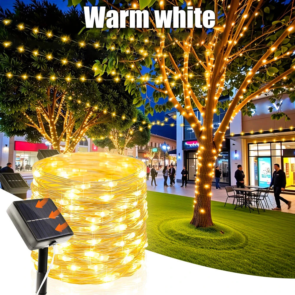 Solar Christmas String Lights Outdoor Waterproof 400LED Fairy Light for Outside Yard Tree Patio Garden Wedding Christmas Decor