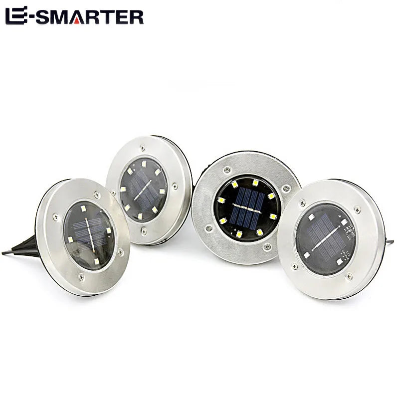 4PCS Solar LED Floor Lamp 4LED/8LED Outdoor Lawn Light Waterproof Underground Lamps for Lawn Decoration Garden Terrace Courtyard