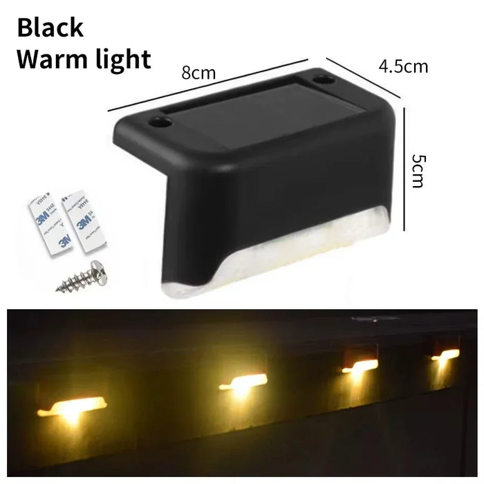 Waterproof Solar Stairs Light Outdoor LED Step Lamp Solar Powered Lighting for Deck Fence Pathway Railing Yard Garden Decoration