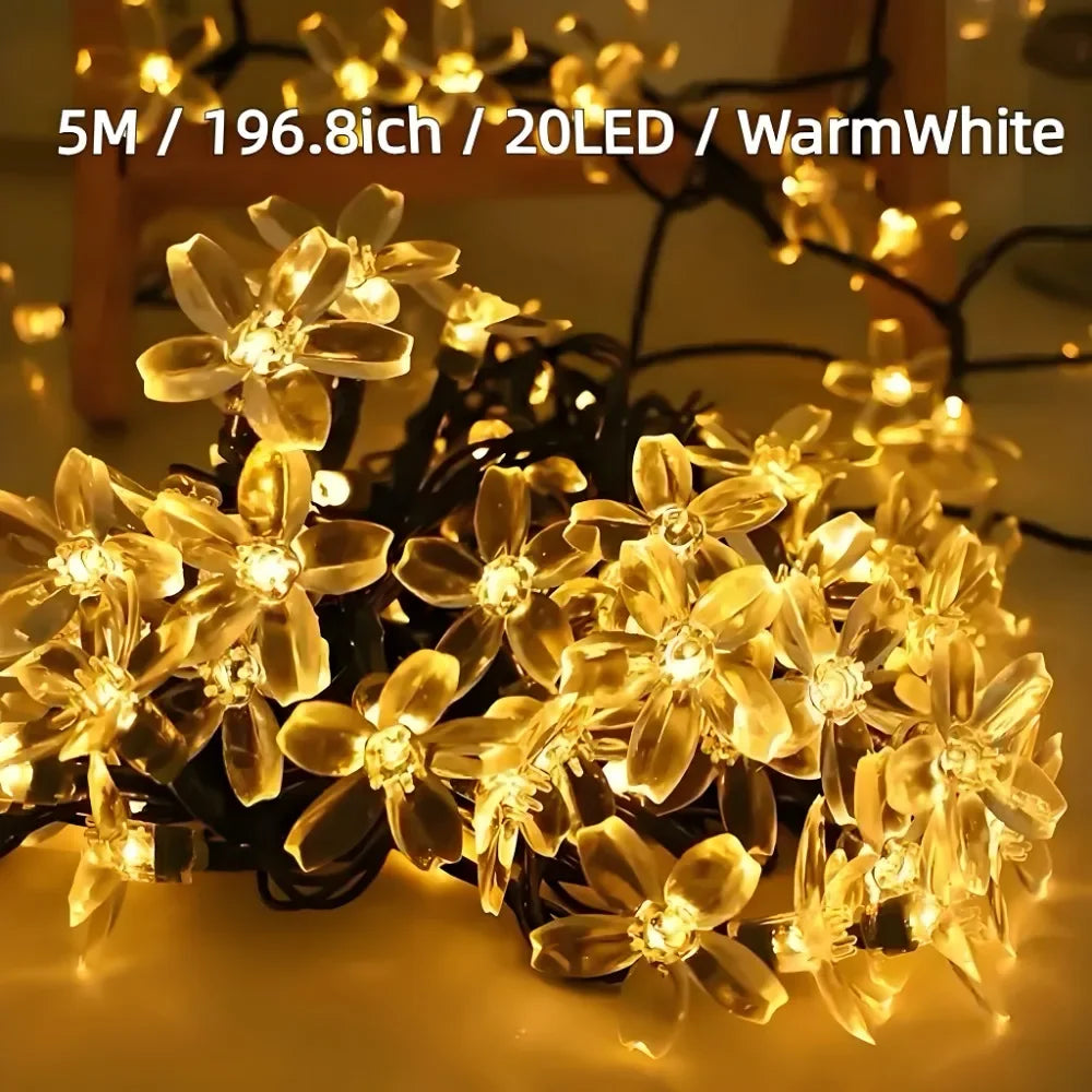 Solar Flower Lights Outdoor Solar String Lights for Garden, Patio, Fence & Christmas Decor 