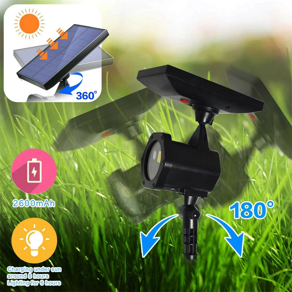 Solar Christmas Projection Light Outdoor Waterproof Lawn Light Dynamic Christmas Solar Powered LED Starry Star Projection Lamps