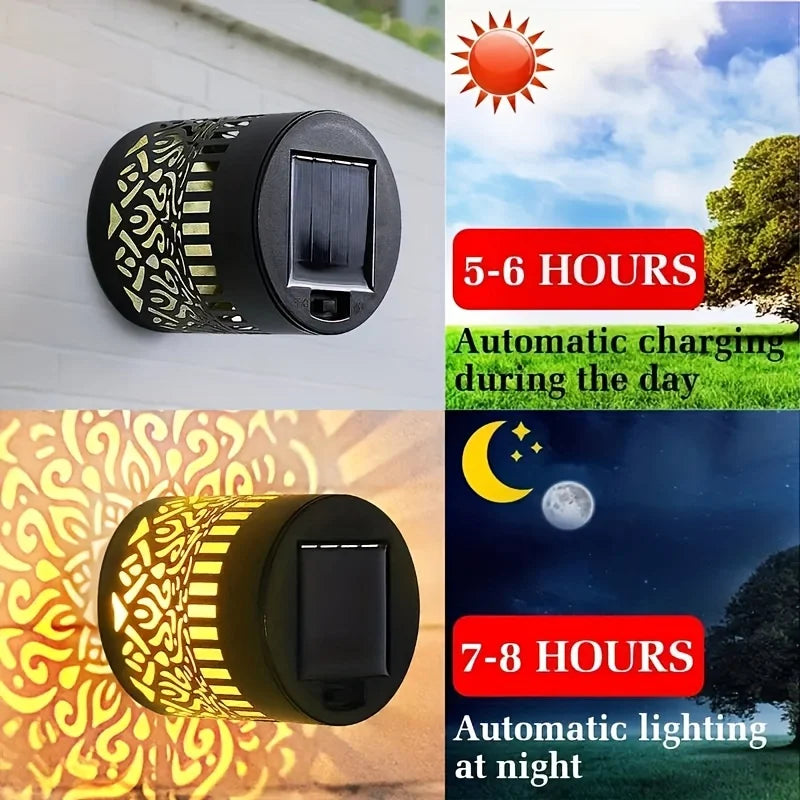 2-Pack Solar-Powered Outdoor Fence Lights IP65 Energy-Efficient Wallmounted Lights for Garden Patio Pathway Driveway Steps