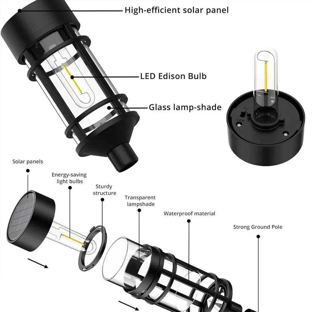 1pcs Solar Pathway Lights LED Solar Light Outdoor Waterproof Glass Solar Garden Light Landscape Lighting for Yard Lawn Walkway