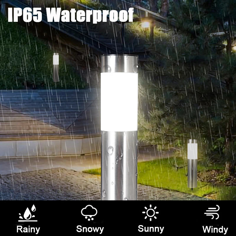 Solar Garden Pathway Lights Outdoor LED Lighting Ground Plug Bollard Light for Patio Gardens Pathways Lawn Yard