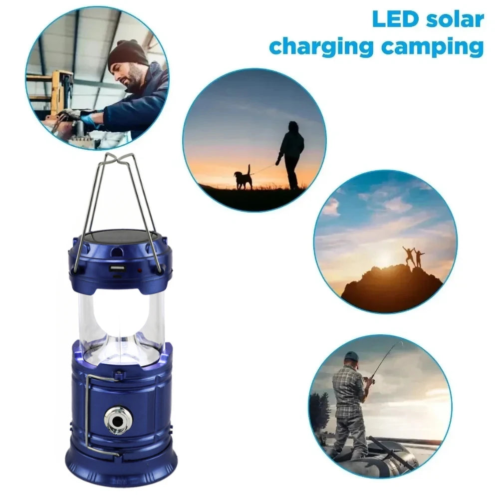 Powerful Solar LED Camping Lantern Outdoor Camp Tent Lamp USB Rechargeable Portable Emergency Lights Stretch Hang Lantern