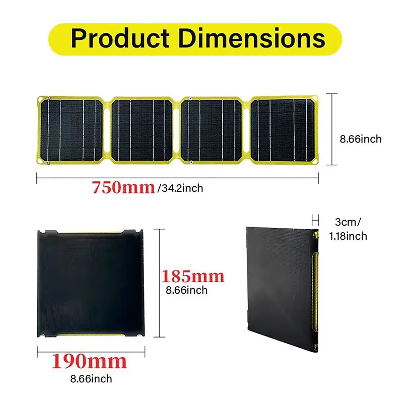 Outdoor Flexible Solar Panel 5V 30W 40W Portable Battery Mobile Phone Charge PD QC 3.0 9V 12V for USB A C Cells Power Bank