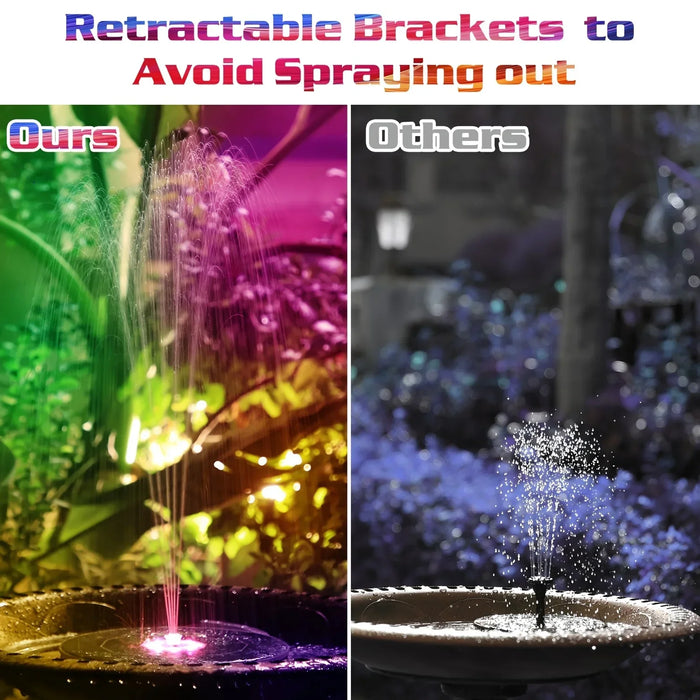 6.5W LED Solar Fountain Pump with Lights, for Bird Bath Pool, Solar Water Fountain with Battery, for Outdoor, Garden Decoration