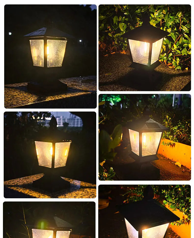 Waterproof Solar Garden Lights for Villas and Gardens with Pillar Head Light