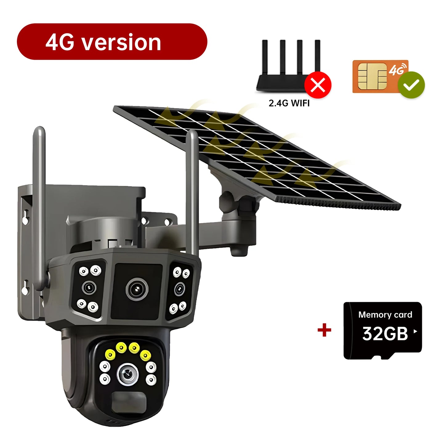 4G sim solar camera,4K dual lens, 10X,outdoor security network camera,wireless WIFI solar closed-circuit television,V380