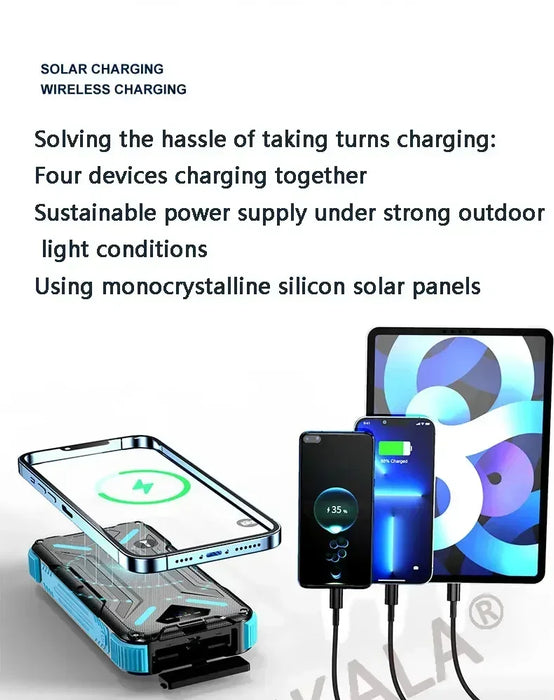 Solar Power Bank 99000mAh External Battery LED SOS Flashlight FAST Charging Portable Waterproof Powerbank for Smart Mobile Phone