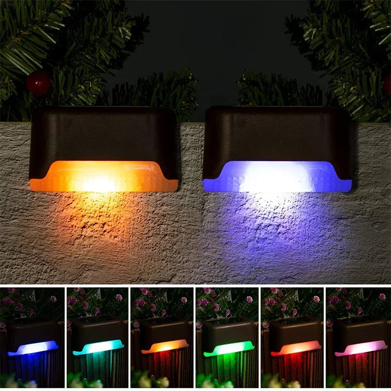 4Pack Solar Deck Lights LED Waterproof Outdoor Solar Powered Warm LED Step Lights for Decks Stairs Patio Yard Garden Decor Fence