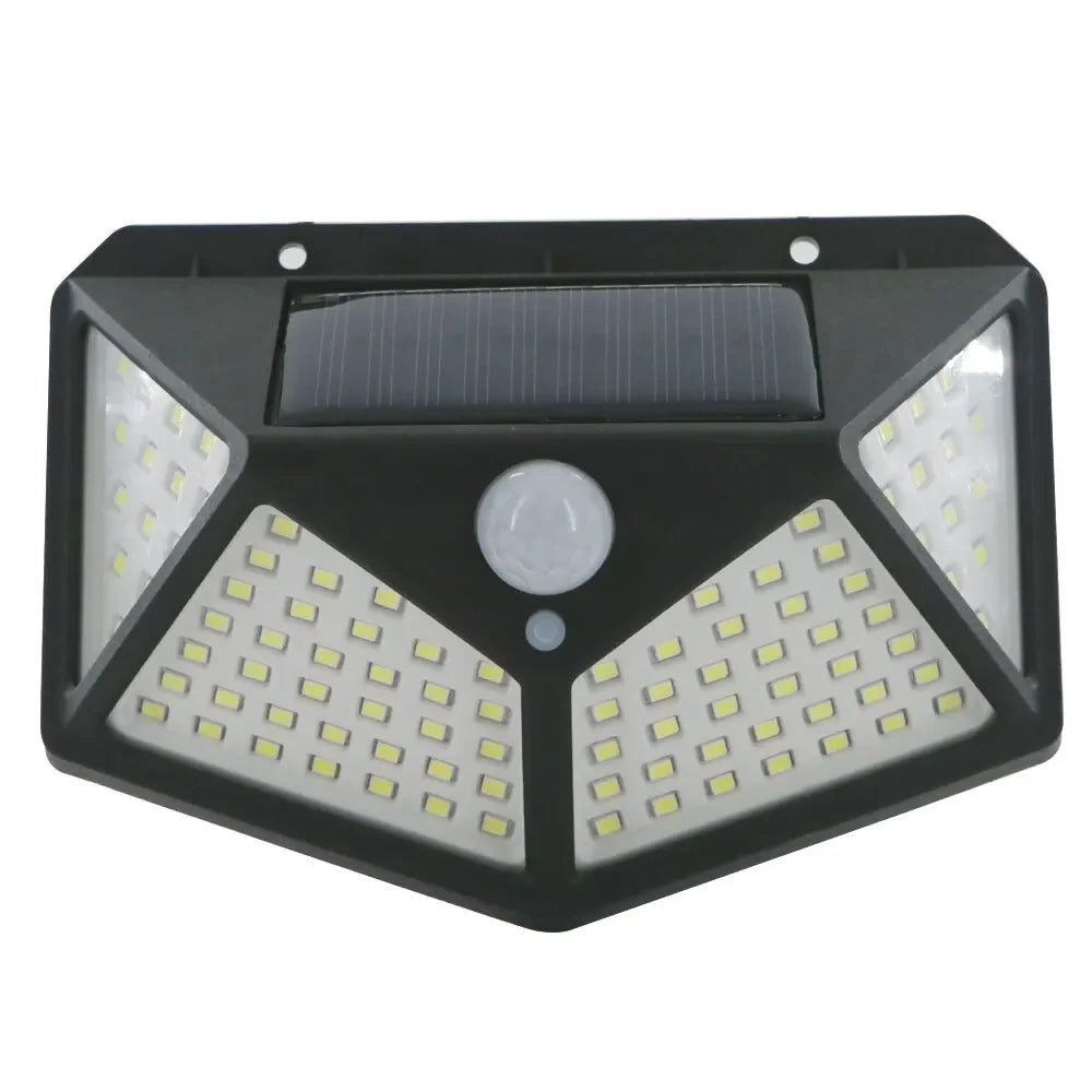 100 LED Solar Wall Lamp Wireless with Motion Sensor Human Waterproof Garden Decoration Spotlights Stairs Outdoor Wall Light