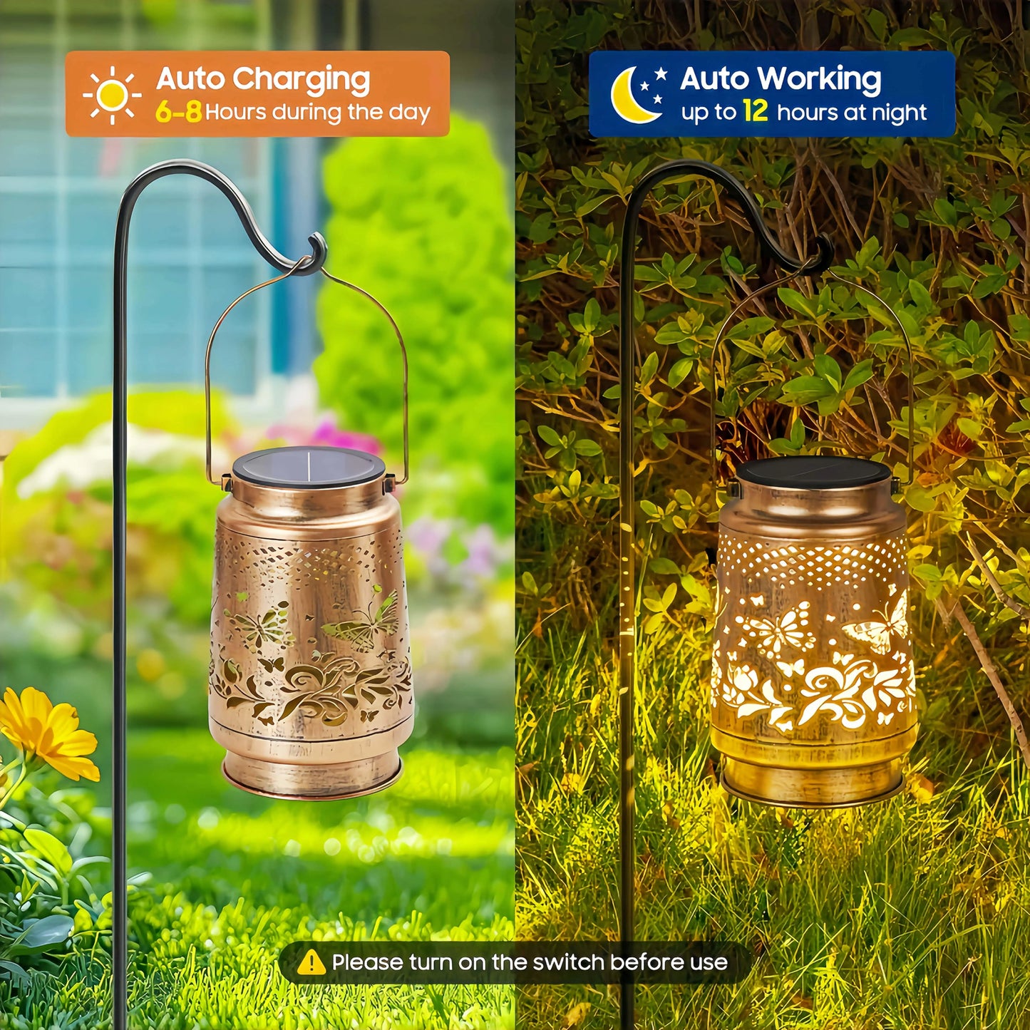 2/1pc Solar Butterfly Lanterns Outdoor Hanging Light with Intricate Butterfly Design Perfect Gifts for Yard Patio Backyard Decor