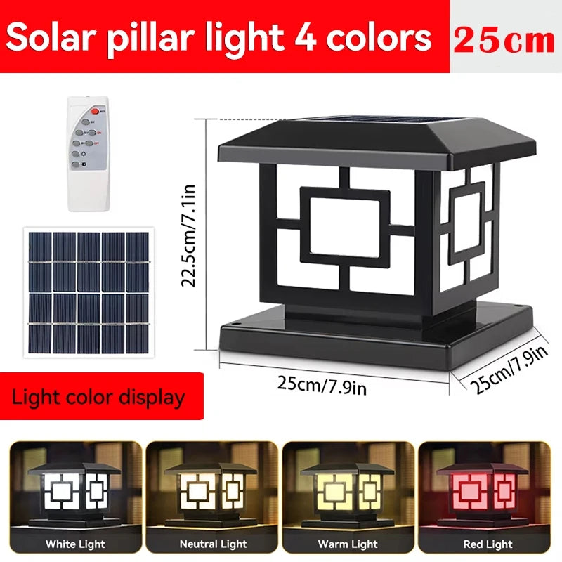 Solar Column Light Garden Solar Lamps Waterproof LED Solar Pillar Light Timed Remote Control LED Outdoor Lighting Courtyard Lamp